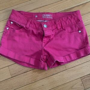 Celebrity Pink Bright Pink Cuffed Denim Shorts